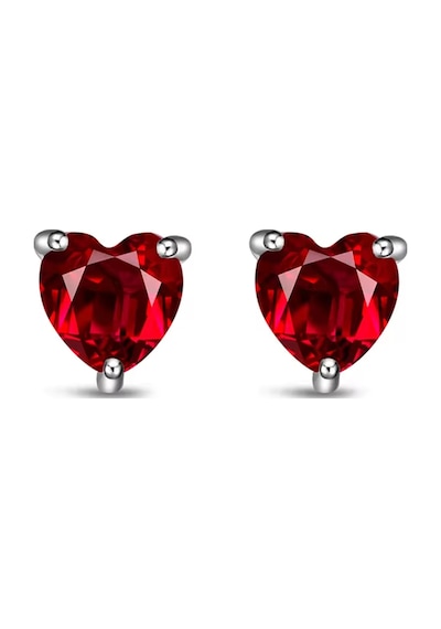 Fubena Kırmızı Kalp Gümüş Küpe