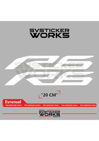 Yamaha R6 Uyumlu Yazı Sticker Yüksek Kalite Özel Kesim Folyo 2'li Set Beyaz