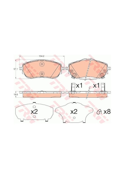 Toyota Corolla Uyumlu Ön Fren Balatası 2013-2018 Trw