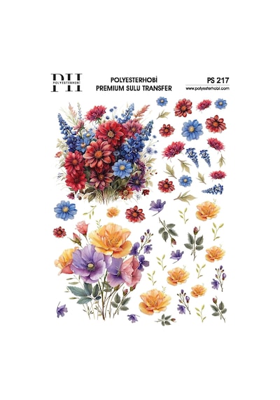 Polyesterhobi Premium Sulu Transfer 25x35 Cm Çiçek Desenli Ps 217