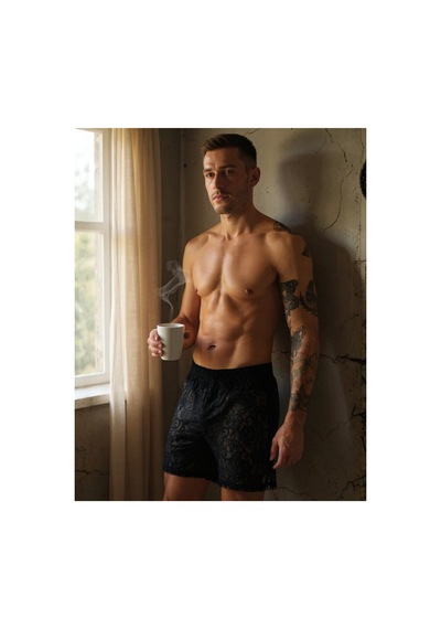 Qmen Style Erkek Dantel Boxer Siyah