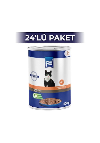 Paw Paw Pate Somonlu Yetişkin Kedi Konserve Maması 24 x 400 G