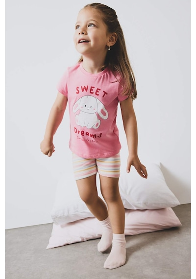 Defacto %100 Pamuklu Pijama Takımı Kız Bebek E4646A525SM Pembe