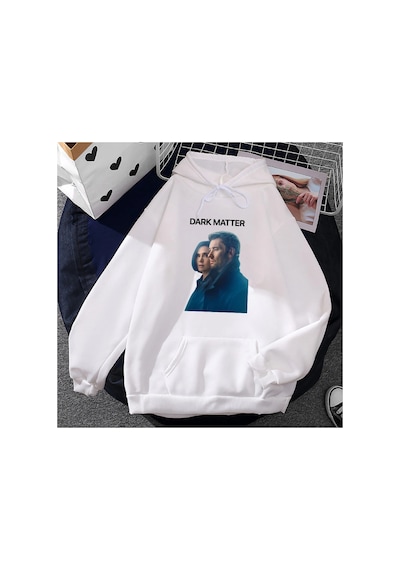 Tarzsokak Beyaz Unisex Karanlık Madde Tv Grafik Hoodiesekler Cep Giyim İle Streetwear Güzse