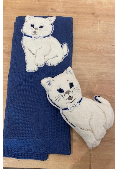 Oyuncak Hediyeli Bebek Triko Battaniye 90x90 Cm Lacivert Lacivert