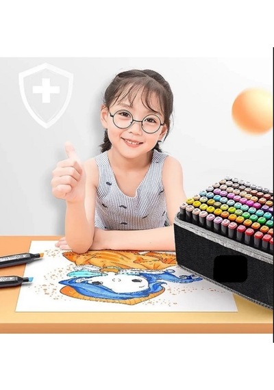 Suhvee 48'li Çift Taraflı Art Marker Keçeli Kalem Seti Çantalı
