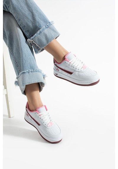 Kiraz Detaylı Pembe Beyaz Sneaker Kadın Spor Ayakkabı Beyaz