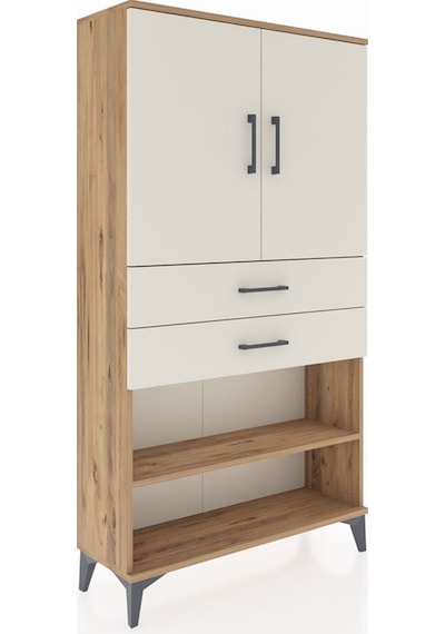 Arges Dolap 3 Raflı 2 Çekmeceli 2 Kapaklı 88x30x163 Çam-aytaşı Çam