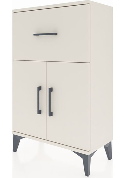 Arges Komodin Tek Raflı Tek Çekmeceli 2 Kapaklı 60x30x96 Ayta... Aytaşı