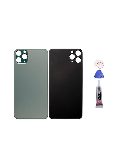 Apple Uyumlu iPhone 11 Pro Max Yeşil Arka Kapak Batarya Kapağı Pil Kapağı Yapışkan Ve Sökme Aparatıyla Beraber Full Set Yeşil