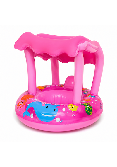 Gölgelikli Bebek Deniz Simidi Pembe 61 Cm Güneş Korumalı Şişme Bebek Simidi
