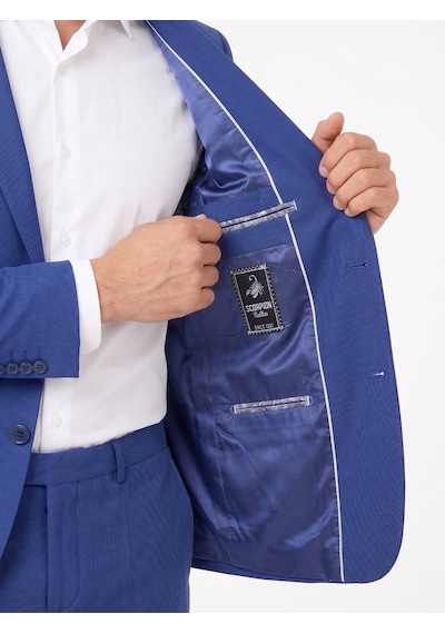 Tk6893 Erkek Klasik 2 Li Takım Elbise 2 Düğmeli Slim Fit Esnek Kumaş Çift Yırtmaçlı 7 Drop İndigo