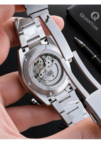 Quantum Otomatik Mekanizma Sapphire Cizilmez Cam Çelik Kordon 10 Atm Erkek Kol Saat Emg.1192.390 Gümüş