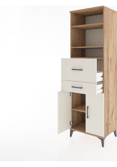 Hyperion Dolap 4 Raflı 2 Çekmeceli 2 Kapaklı 60x44x195 Çam-ay... Çam