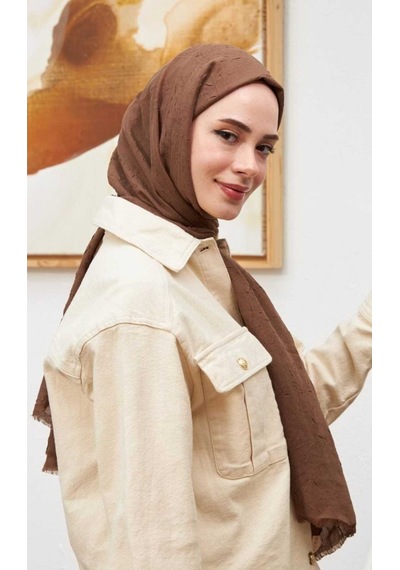 Bambu Kraş Şal Tesettür Giyim, Yüksek Kalite, Hafif, Rahat, Şık, Premium, Lux, Shawl, Scarf Kahve
