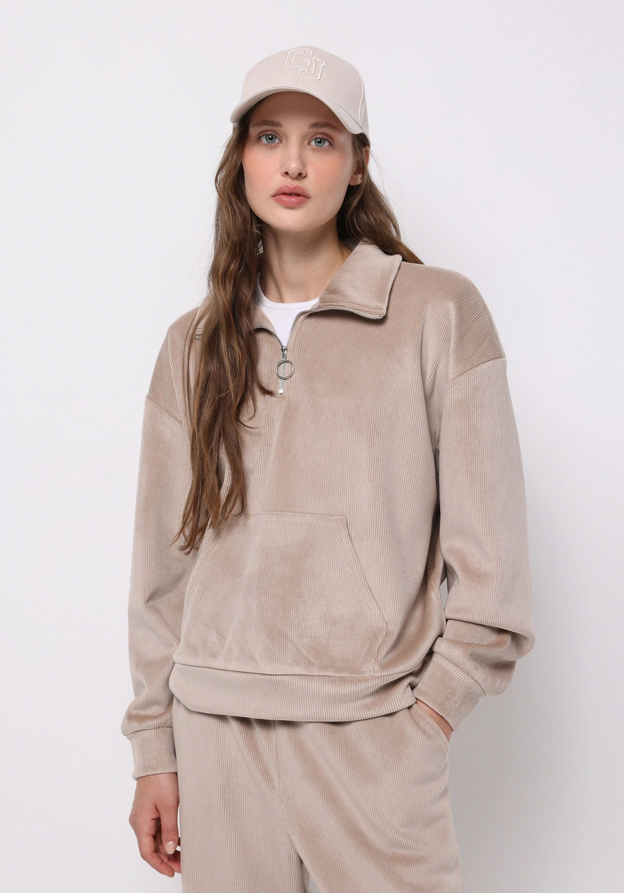 Colin's Colins Regular Fit Polo Yaka Nakışlı Kadın Sweatshirt Cl1076586 Q1.v2 Mın Mink