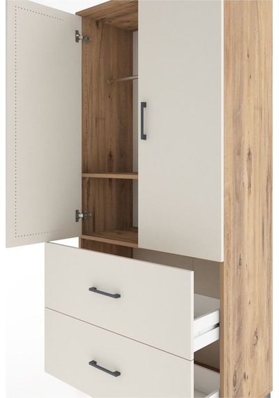 Hyperion Dolap 2 Raflı 2 Çekmeceli 2 Kapaklı 88x44x195 Çam-ay... Çam