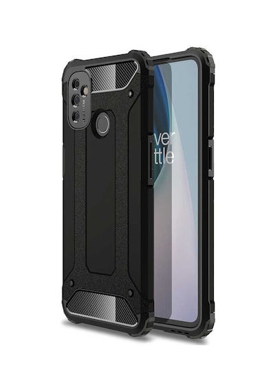 Noktaks - One Plus Uyumlu One Plus Nord N100 - Kılıf Çift Katman Zırh Tank Crash Military Kapak - Siyah