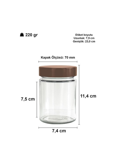 Ayrex Afracam 350 Ml Kavanoz Metal Derin Kapaklı 350 Cc Şeffaf Reçel, Marmelat Cam Kavanoz Deep 6 Adet Bakır Kapak Diğer