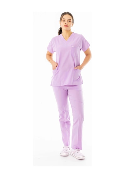 Terikoton Yarasa Kol Doktor Hemşire Forması Lila Tyrs0008 Lila