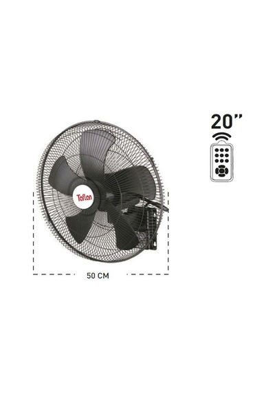 Taflan Faw-20pr 130w Plastik Kanat Uzaktan Kumandalı Duvar Tipi Vantilatör 50 Cm