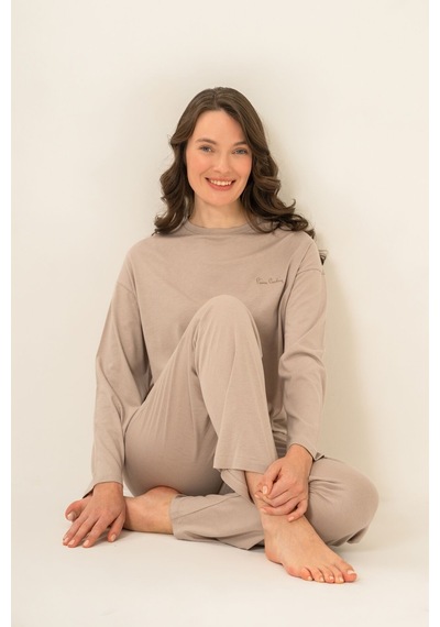 Pierre Cardin Kadın Kahverengi Uzun Kol Pijama Takım Pc9304-s-v3 Pc9304-s-v3