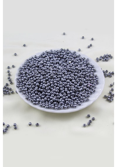 4 Mm Koyu Metalik Gri Plastik İnci Boncuk Aksesuar Takı Malzemesi 25 Gr
