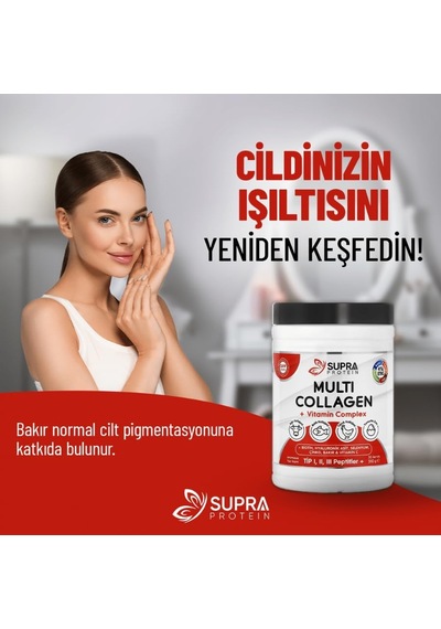 Multi Kolajen + Multi Vitamin Toz Formül 5 Tip Kolajen Ve Vitamin Kompleksi Biotin, Selenyum, Çinko, Hyaluronik Asit