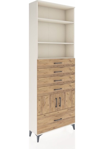 Arges Dolap 4 Raflı 5 Çekmeceli 2 Kapaklı 88x30x243 Aytaşı-çam Aytaşı