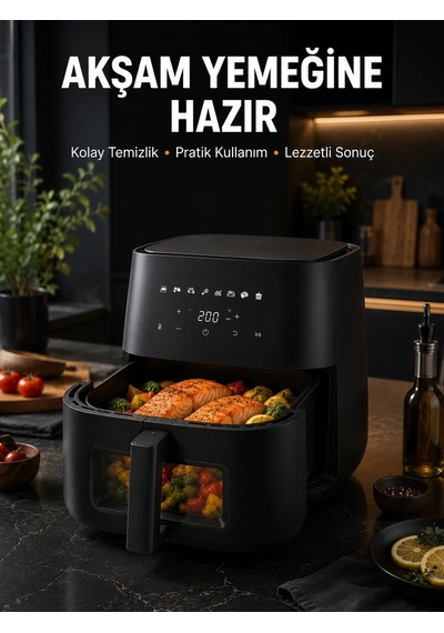 Dokunmatik Ekranlı Air Fryer Sağlıklı Yağsız Pişirme Cihazı