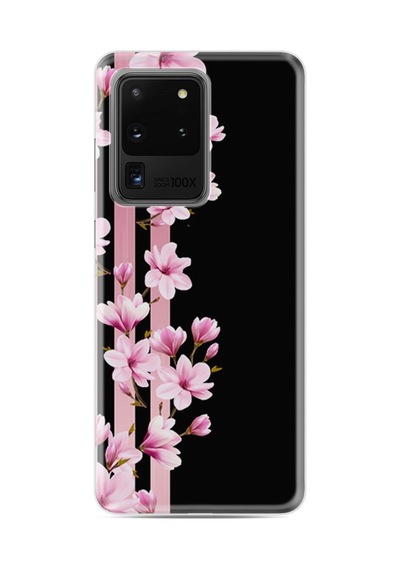 Samsung Samsung Galaxy Uyumlu S20 Ultra Kılıf Desenli Silikon Boyun Askılı Pink Flowers 3 1393