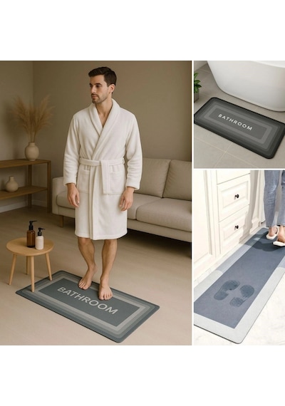Bay Sihirli Süper Su Emici Kaymaz Tabanlı Uzun Paspas 40 120 Cm Najmaddin Standart