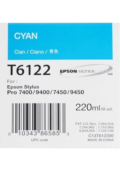 Tonersepeti Epson T6122 C13t612200 Mavi Kartuş