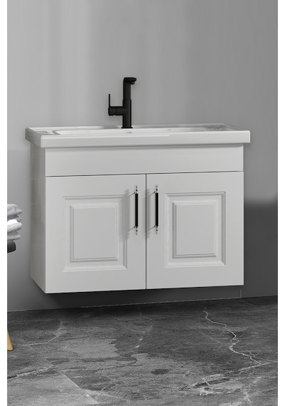 Salkım 65 Cm Beyaz Balon Mdf Seramik Lavabolu Asma Banyo Alt Dolabı Salkım 65 Cm Beyaz Balon Mdf Seramik Lavabolu Asma Banyo Alt Dolabı