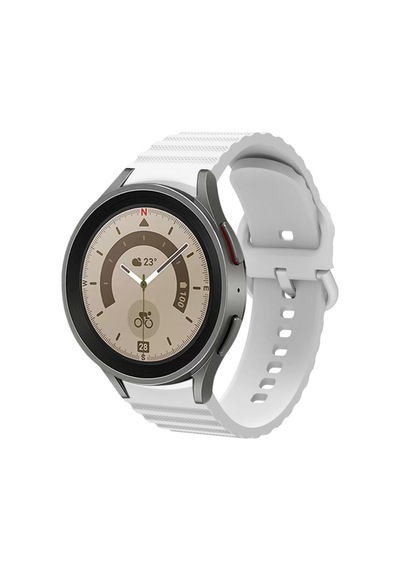 Samsung Watch 4/5 İle Uyumlu 40mm 42mm 44mm 46mm Çizgi Dizayn 20mm Sport Silikon Kordon, Beyaz Açık Kahverengi