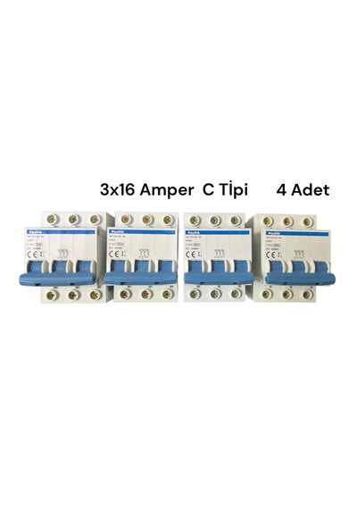 Pasifik 3x16 Amper C Tipi W Otomat 4 Adet 1 Kutu