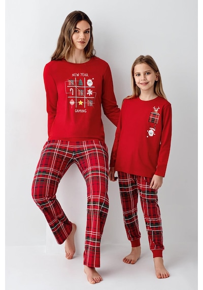Arnetta Garson Kız Çocuk Aile %100 Pamuklu 4 Mesim New Year Uzun Kollu Pijama Takım Kırmızı Arnetta Garson Kız Çocuk Aile %100 Pamuklu 4 Mesim New Year Uzun Kollu Pijama Takım Kırmızı