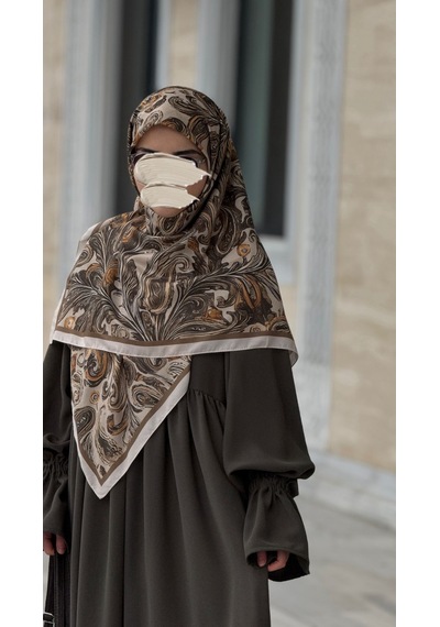 Qalortex Scarf Pamuklu Soft Açelya Desen Eşarp-haki