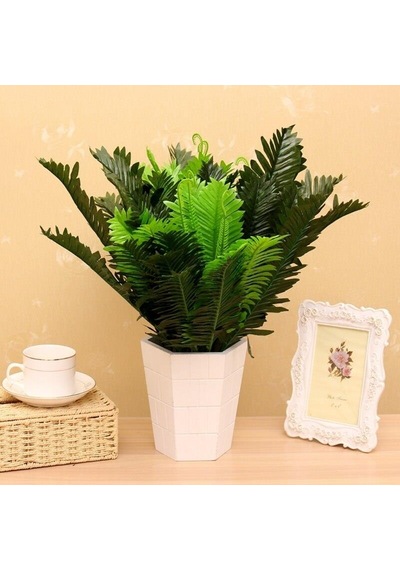 Yapay Çiçek Cycas Aşk Merdiveni Eğrelti Otu Sıkas Bitkisi 18 Yaprak 40 50 Cm Yapay Bitki Yeşil
