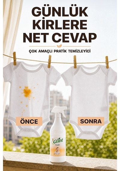 Glint Baby 1 Litre Bitkisel İçerikli Bebek Çamaşır Leke Çıkarıcı
