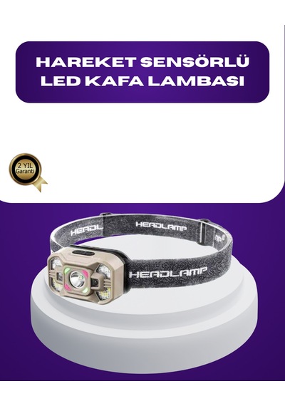 Wave Sensörlü Led Kafa Lambası Şarjlı Ayarlanabilir Işık - Lisinya Gri