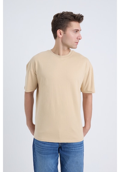 Velvoria Unisex Oversize Basic 3'lü Siyah Beyaz Bej Renk T-shirt Çok Renkli1