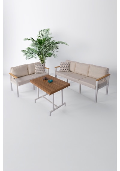 Neokas Balkon Mobilyası, Bahçe Takımı, Kafe Koltuğu, Bekleme Alanı Koltuğu, 2 + 3 + Masa Beyaz Neokas Balkon Mobilyası, Bahçe Takımı, Kafe Koltuğu, Bekleme Alanı Koltuğu, 2 + 3 + Masa Beyaz
