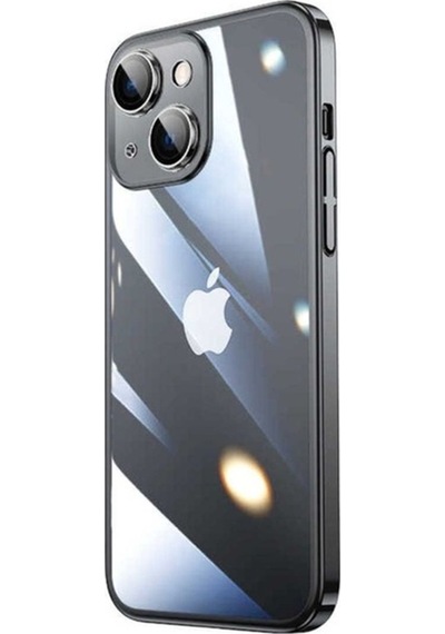 Apple Uyumlu iPhone 13 Kılıf Sert Pc Renkli Çerçeveli Zore Riksos Kapak Siyah