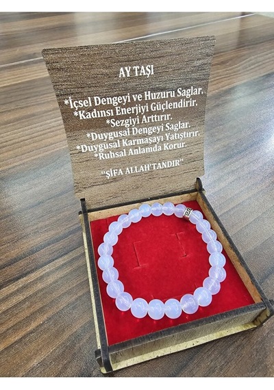 Ay Taşı Bileklik 8 Mm Ahşap Kutulu Çok Renkli