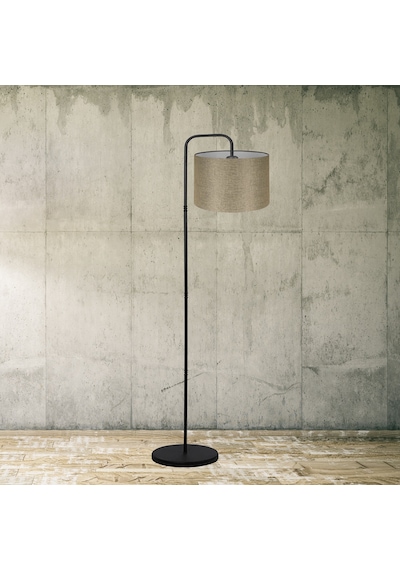 Suitable Metal Gövdeli Bej Kumaş Başlık Çok Amaçlı Lambader Salon Köşe Lambası Bej