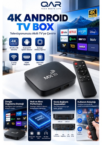 Mx10-5g Android Tv Box 4k Ultra Hd Wi-fi Hdmı Usb Ethernet Bağlantılı Akıllı Tv Kutusu Medya Oynatıcı
