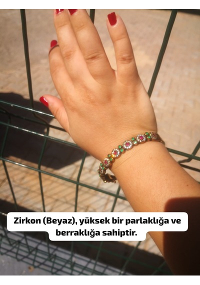 Otantik Yakut Zümrüt Ve Zirkon Taşlı 925 Ayar Gümüş Bileklik