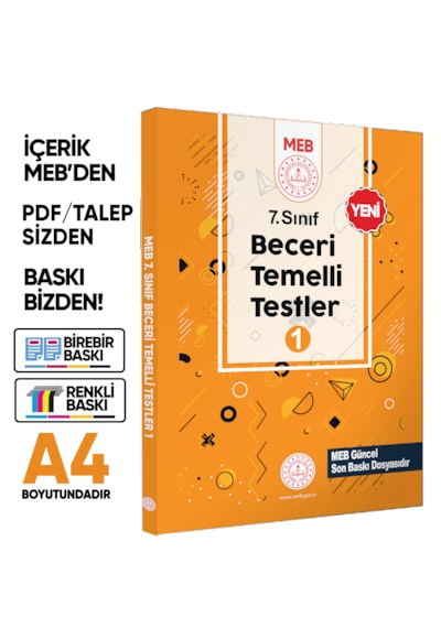 7.sınıf Meb Örnek Soru Bankası Ve Kazanım Kavrama Testleri 4lü Set Renkli Baskı Baskı Ücreti