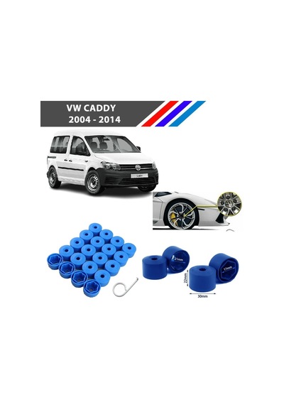 Otozet - Vw Caddy Bijon Civata Kapağı Mavi Renk 20 Adetli Set 17mm 1k06011739b9